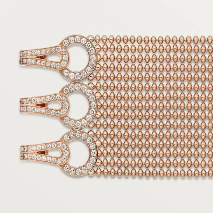 Agrafe-Armband, mittleres Modell, halb pavé-besetzt