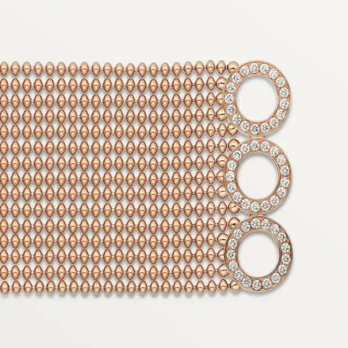 Agrafe-Armband, mittleres Modell, halb pavé-besetzt