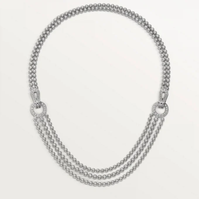 Agrafe-Halskette, Diamanten im Brillantschliff, Pavé