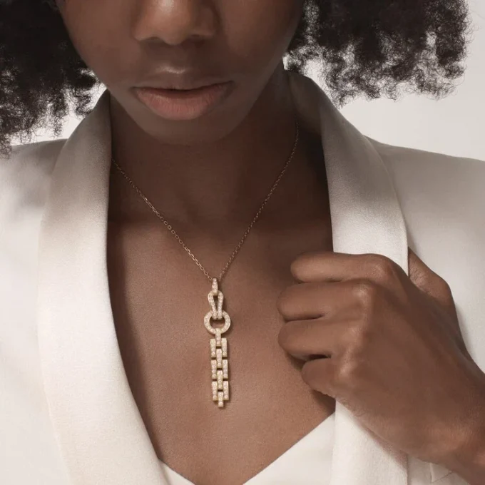 Agrafe-Halskette – Roségold, Diamanten – Cartier