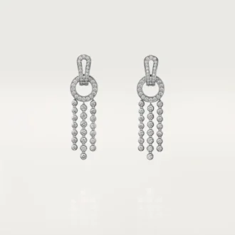 Agrafe-Ohrringe, Diamanten im Brillantschliff, pavé-gefasst