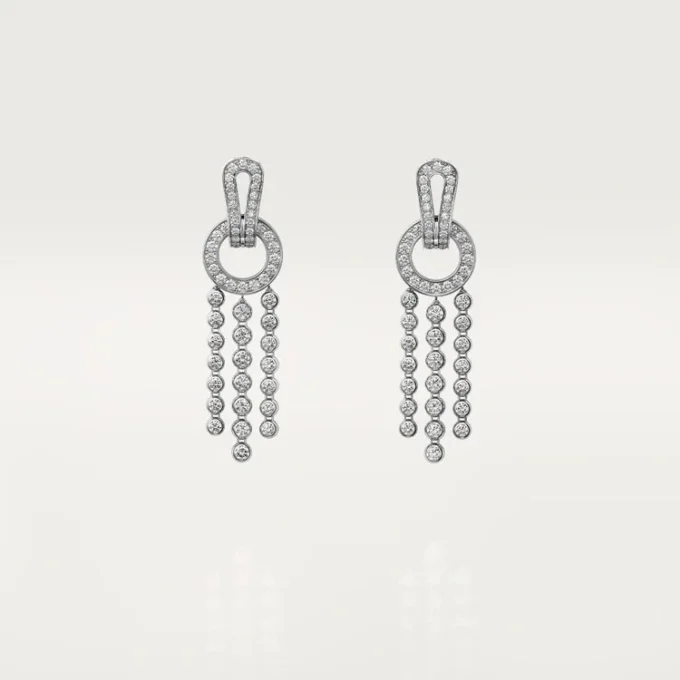 Agrafe-Ohrringe, Diamanten im Brillantschliff, pavé-gefasst