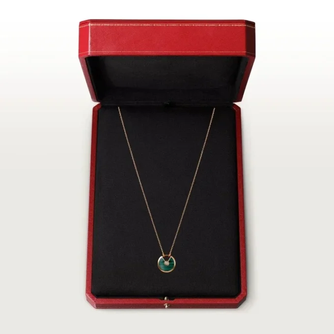 Amulette de Cartier Halskette, kleines Modell – Roségold, Malachit, Diamant – Cartier