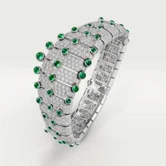 Armband „Le Voyage Recommence“, Smaragd, Pavé