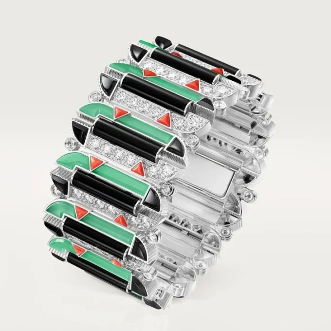 Armbänder „Geometrie & Contrastes“, Chrysopras, Pavé