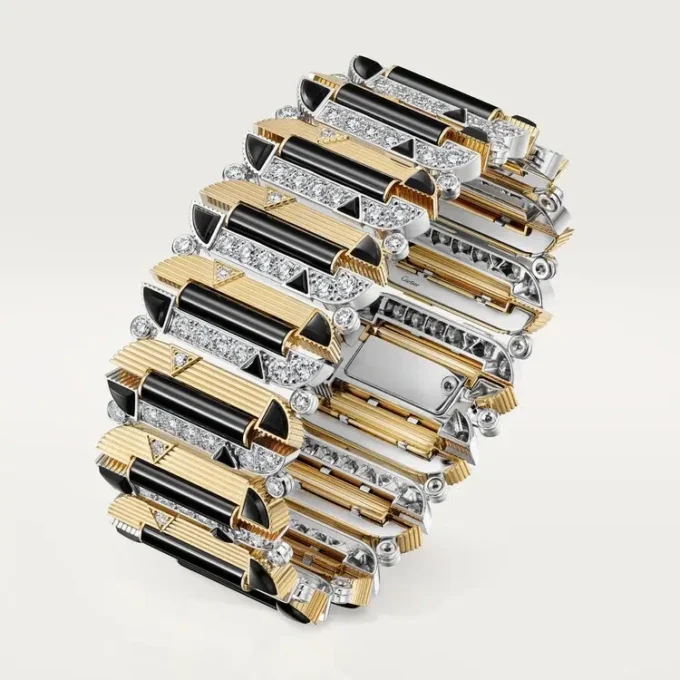 Armbänder „Geometrie & Contrastes“, Onyx, Pavé
