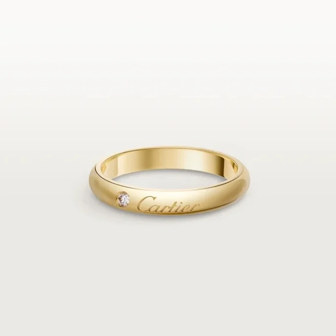 C de Cartier Ehering, 3 mm Breite, 1 Diamant