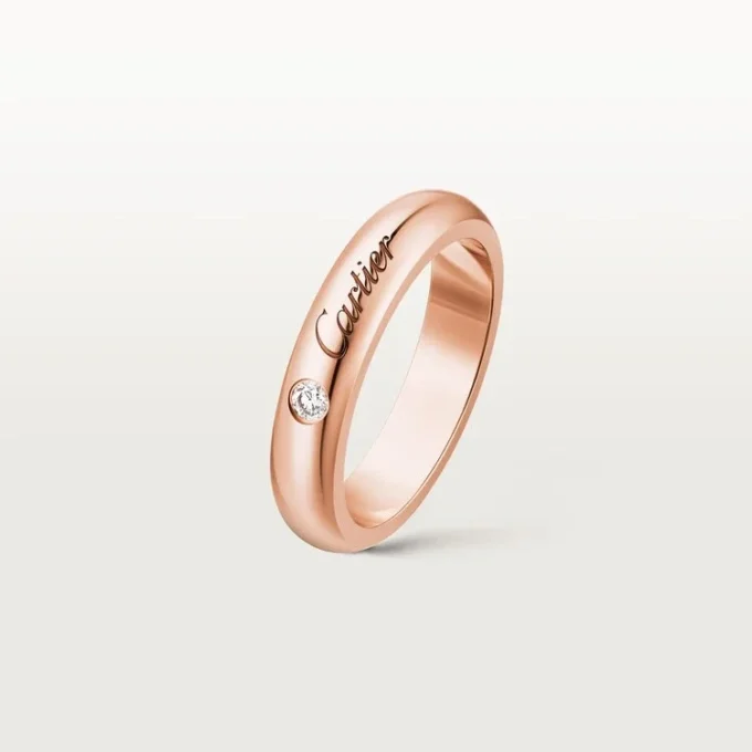 C de Cartier Ehering, 4 mm Breite, 1 Diamant
