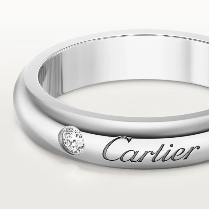 C de Cartier Ehering, 4 mm Breite, 1 Diamant