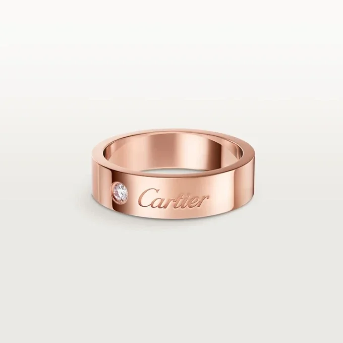 C de Cartier Ehering, 5 mm Breite, 1 Diamant