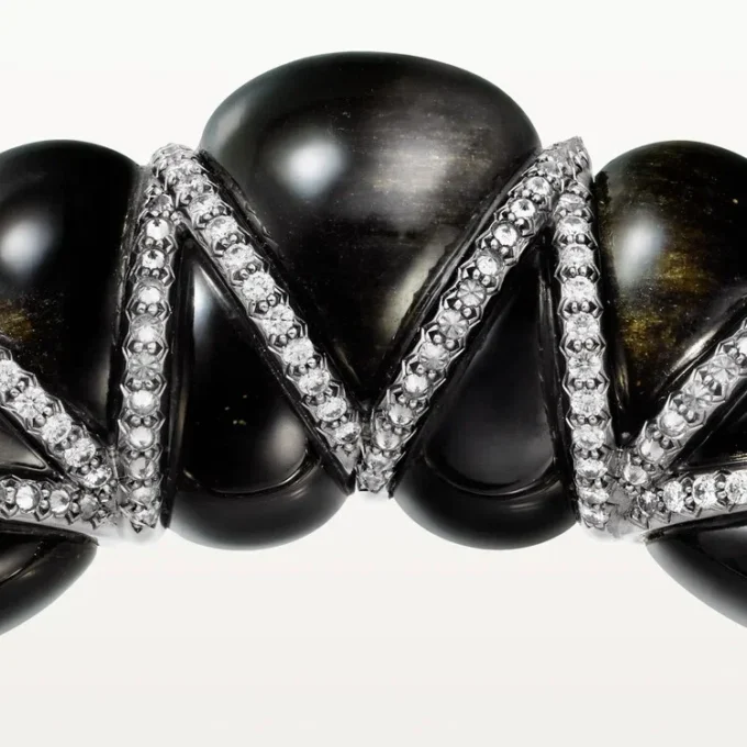 Cartier Libre Tressage Armband, Obsidian, Diamanten