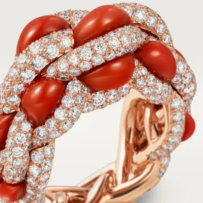 Cartier Libre Tressage Ring, Koralle