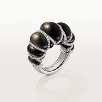 Cartier Libre Tressage Ring, Obsidian, Diamanten