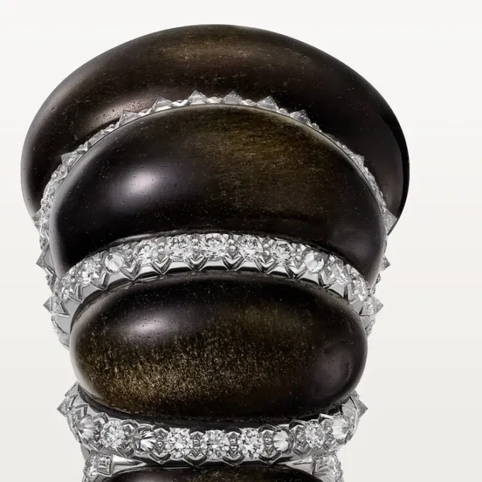 Cartier Libre Tressage Ring, Obsidian, Diamanten