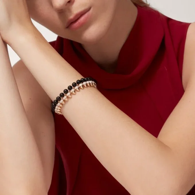 Clash de Cartier Armband, flexibel, Onyx, extragroßes Modell, Diamanten