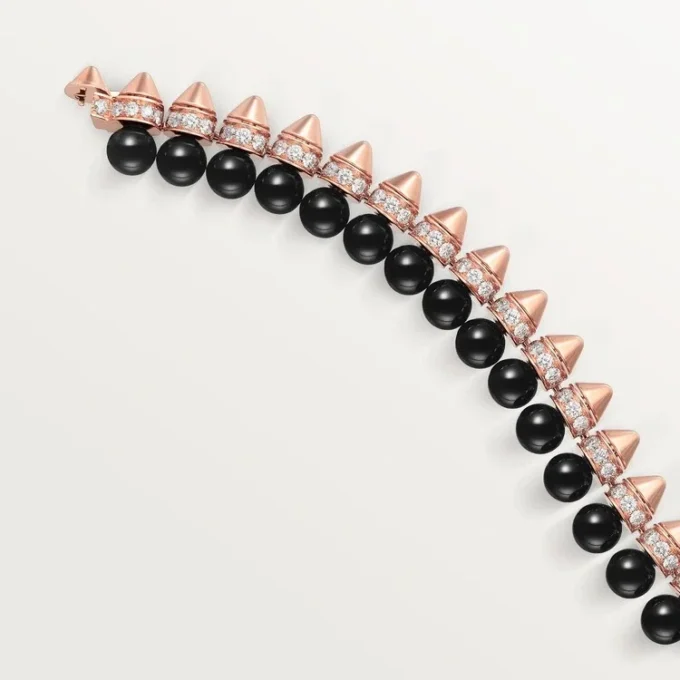 Clash de Cartier Armband, flexibel, Onyx, extragroßes Modell, Diamanten