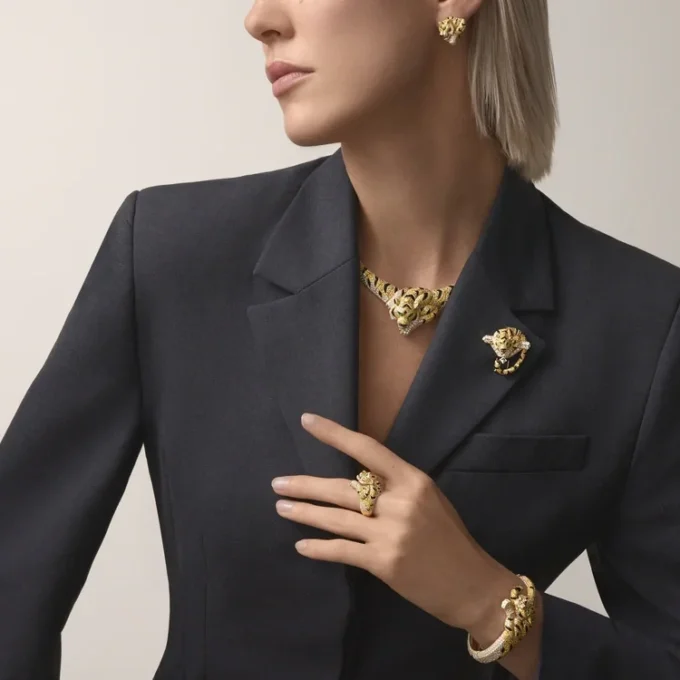 Faune Et Flore Cartier Brosche, gelbe, orangefarbene und braune Diamanten, pavé-gefasst
