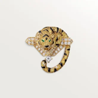 Faune Et Flore Cartier Brosche, gelbe, orangefarbene und braune Diamanten, pavé-gefasst