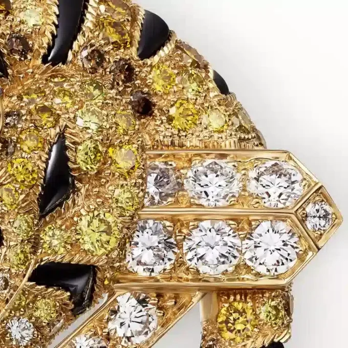 Faune Et Flore Cartier Brosche, gelbe, orangefarbene und braune Diamanten, pavé-gefasst