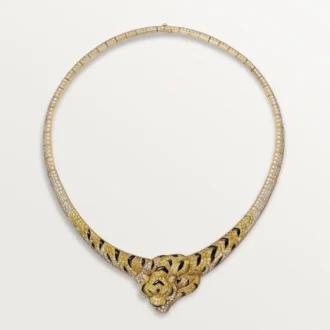 Faune Et Flore De Cartier Halskette, gelbe, orangefarbene und braune Diamanten, pavé-gefasst