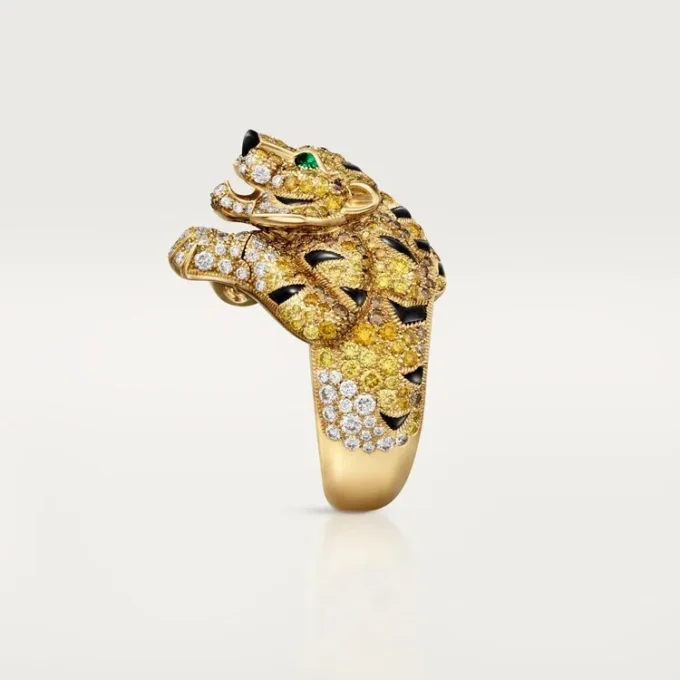 Faune Et Flore-Ring von Cartier, gelbe, orangefarbene und braune Diamanten, pavé-gefasst