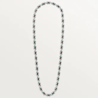 Geometrie & Contrastes Halskette, Chrysopras, vielseitig tragbar, pavé-besetzt