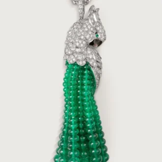 Halskette „Faune et Flore de Cartier“, Smaragdperlen, pavé-gefasst