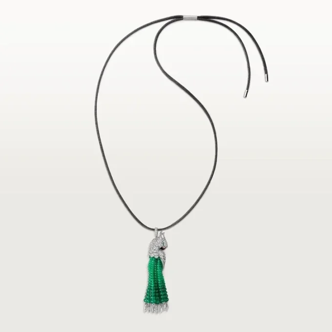 Halskette „Faune et Flore de Cartier“, Smaragdperlen, pavé-gefasst