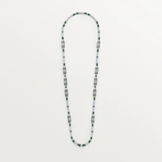 Haute Joaillerie-Halskette – Weißgold, Chalcedon, Skarn, Türkis, schwarzer Lack, Diamanten – Cartier