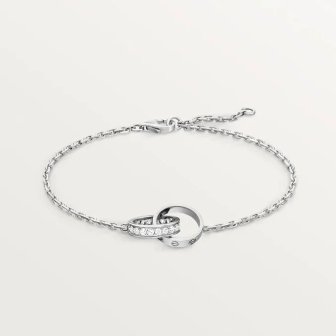 Love-Armband, an Kette, halb gepavé