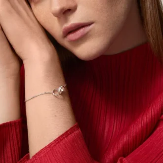 Love-Armband, an Kette, halb gepavé