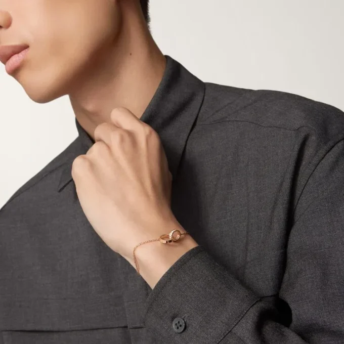 Love-Armband, an Kette, halb gepavé