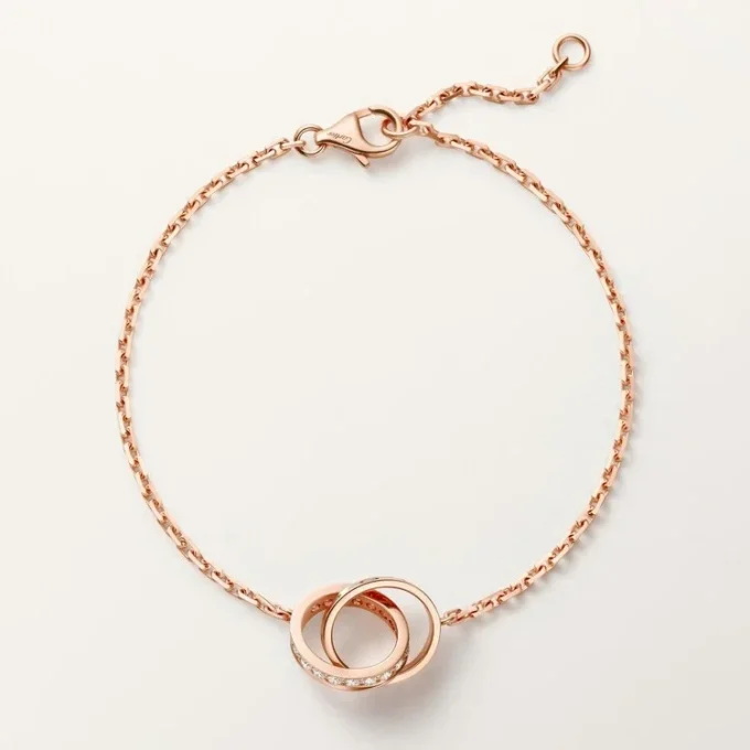 Love-Armband, an Kette, halb gepavé