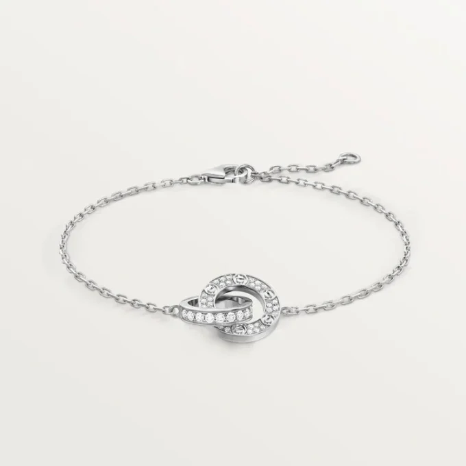 Love-Armband, an Kette, mit Pavé-Fassung