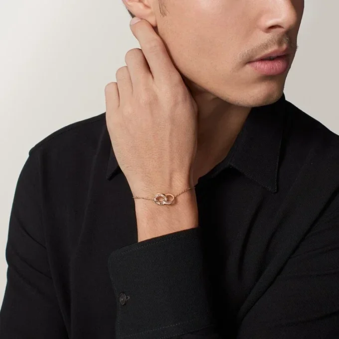 Love-Armband, an Kette, mit Pavé-Fassung