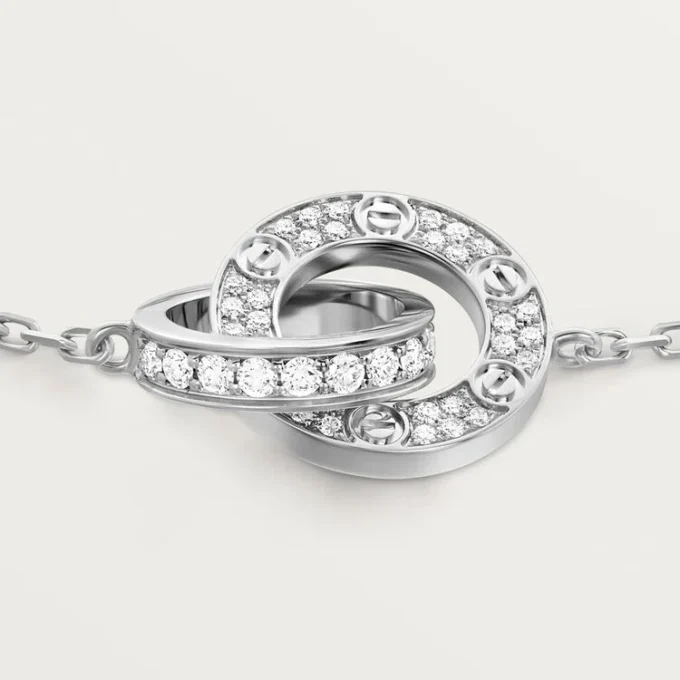 Love-Armband, an Kette, mit Pavé-Fassung
