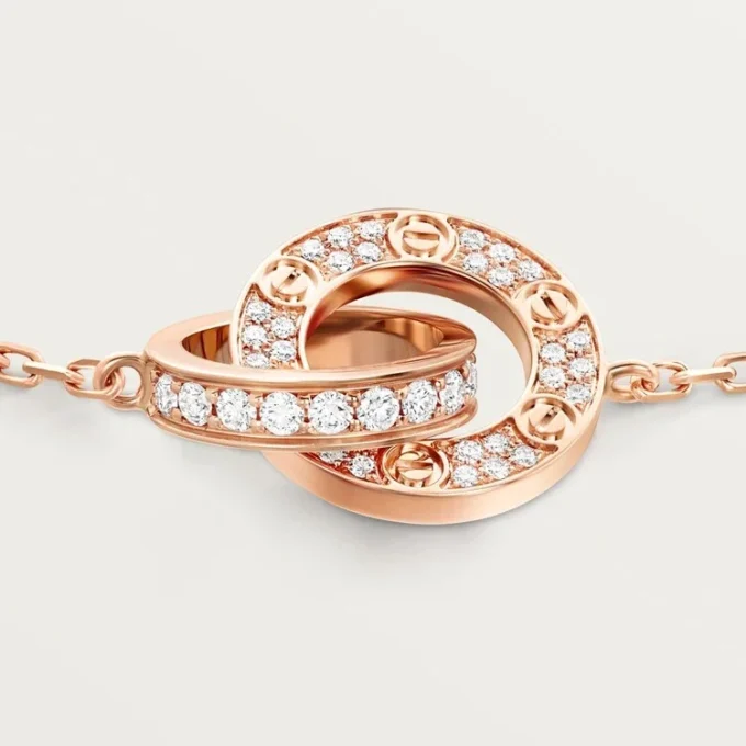 Love-Armband, an Kette, mit Pavé-Fassung