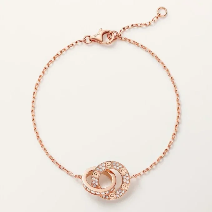 Love-Armband, an Kette, mit Pavé-Fassung