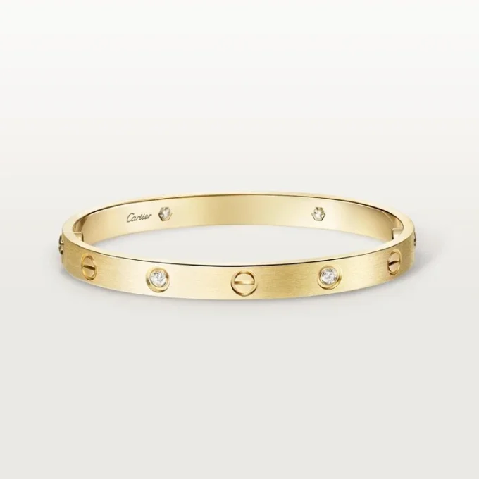 Love-Armband, klassisches Modell, gebürstet, 4 Diamanten