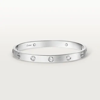 Love-Armband, klassisches Modell, gebürstet, 4 Diamanten