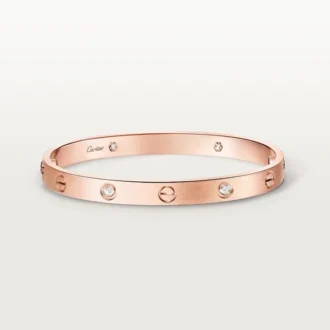 Love-Armband, klassisches Modell, gebürstet, 4 Diamanten