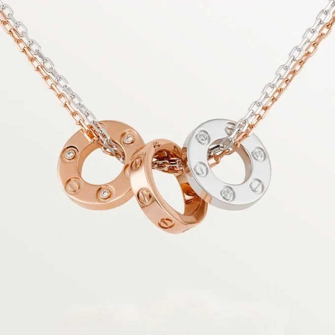Love-Halskette, 6 Diamanten – Roségold, Weißgold, Diamanten – Cartier