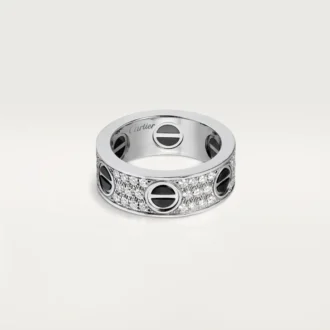 Love Ring, mit Diamanten besetzt, Keramik – Weißgold, Keramik, Diamanten – Cartier