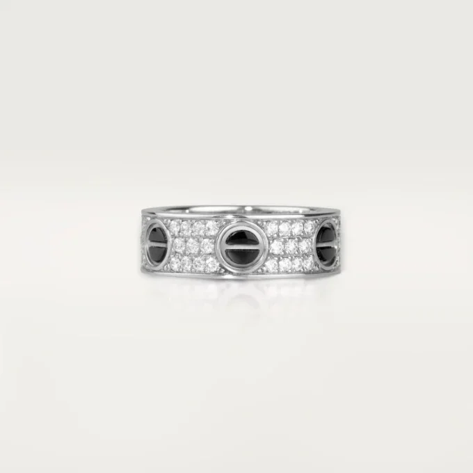 Love Ring, mit Diamanten besetzt, Keramik – Weißgold, Keramik, Diamanten – Cartier