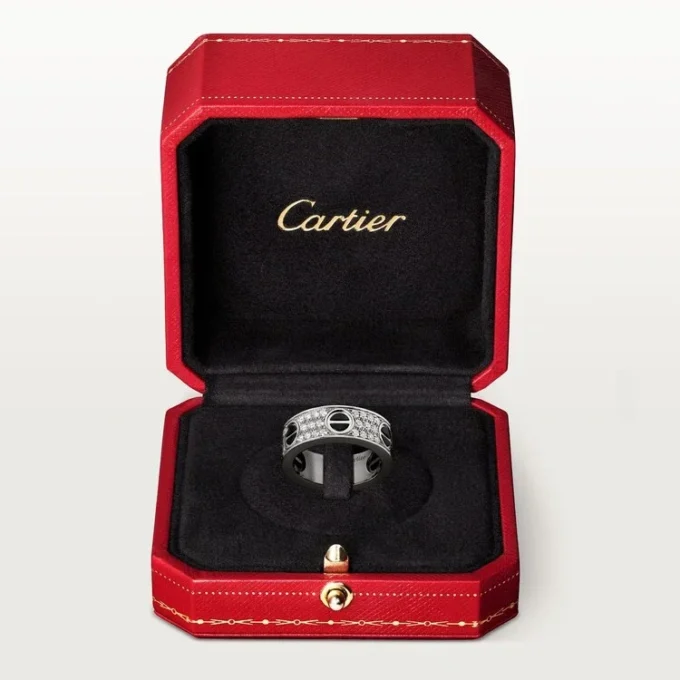 Love Ring, mit Diamanten besetzt, Keramik – Weißgold, Keramik, Diamanten – Cartier