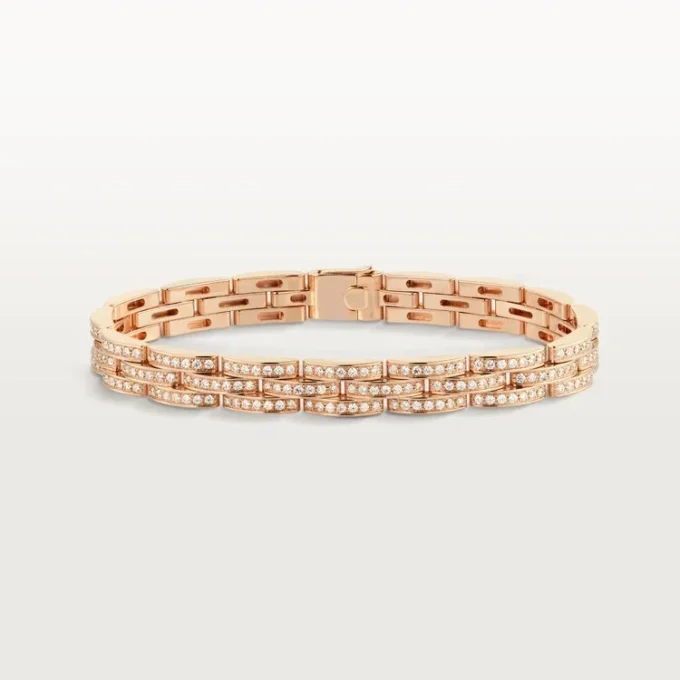 Maillon Panthere Armband, dreireihig, pavé-besetzt