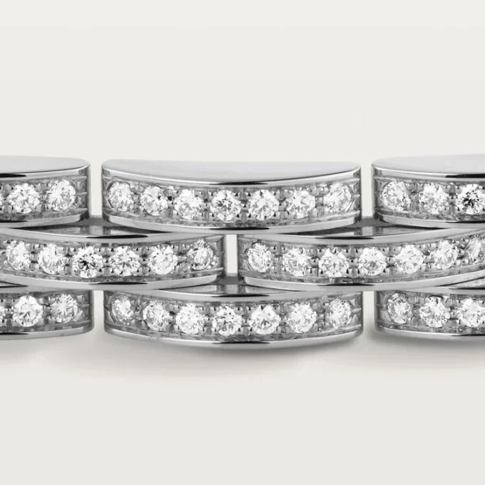 Maillon Panthere Armband, dreireihig, pavé-besetzt