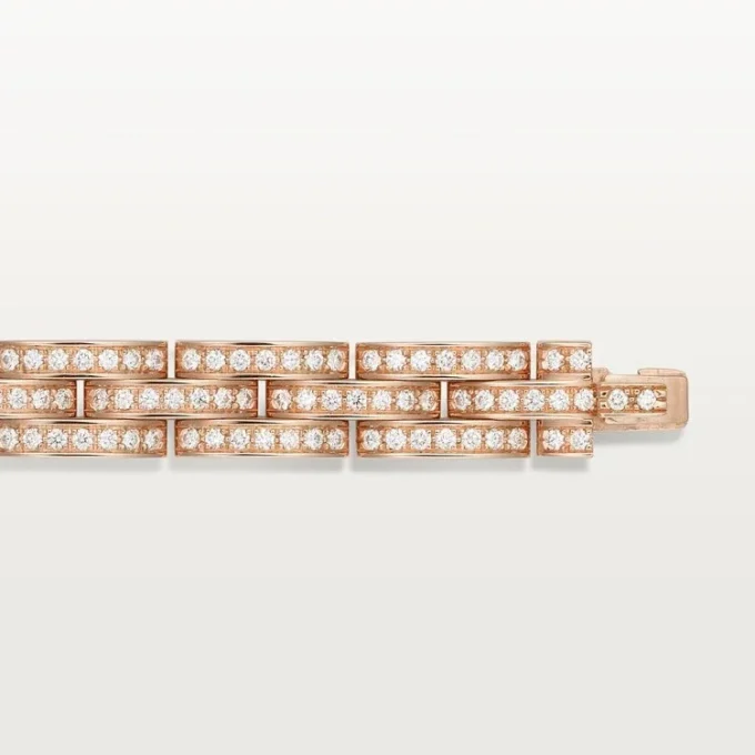 Maillon Panthere Armband, dreireihig, pavé-besetzt