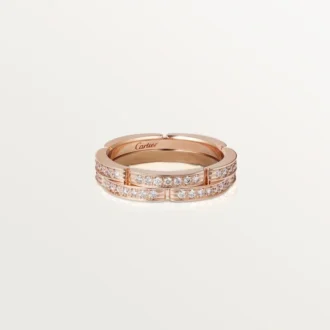 Maillon Panthere Dünner Ehering, 2 Reihen mit halbem Diamantpavé – Roségold, Diamanten – Cartier