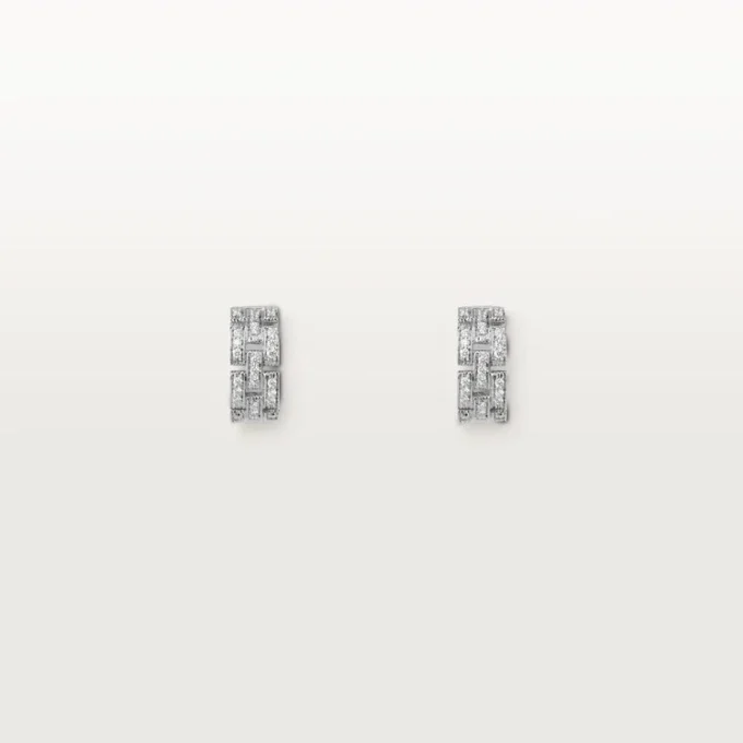 Maillon Panthere Ohrringe, 3 Reihen mit Diamantpavé – Weißgold, Diamanten – Cartier
